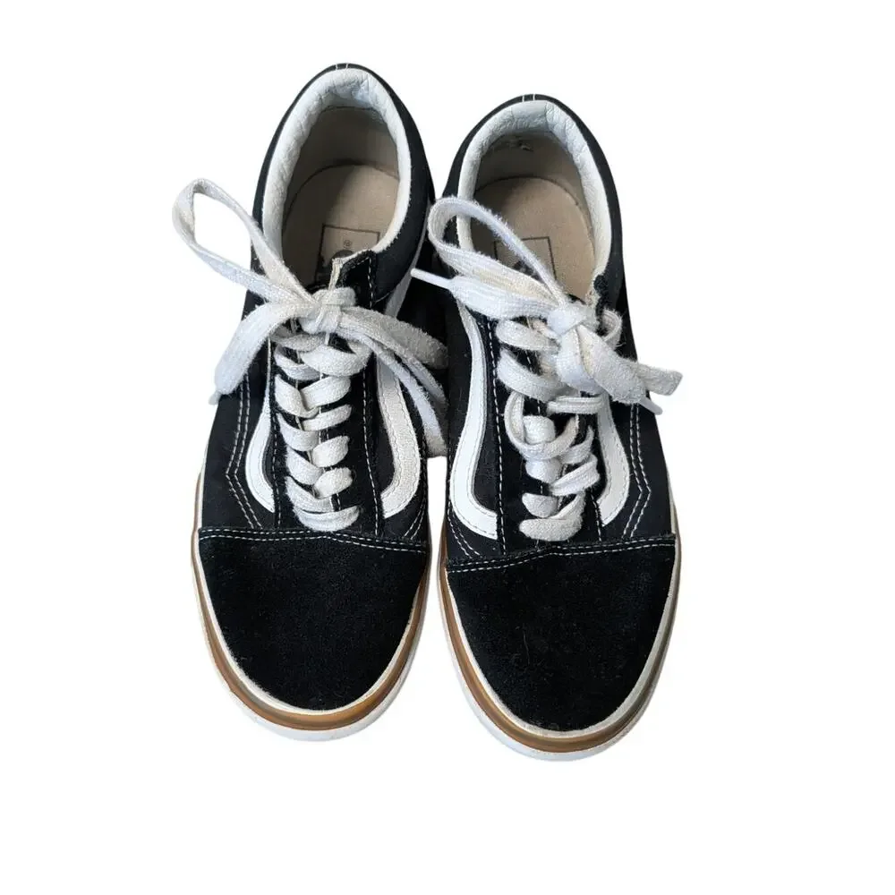 Vans Old Skool Stacked Black White Gum Sole Platform Shoes Mens 5.5 Womens 7